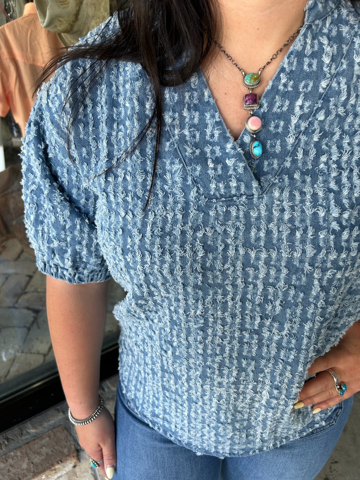 Distressed Denim Popover