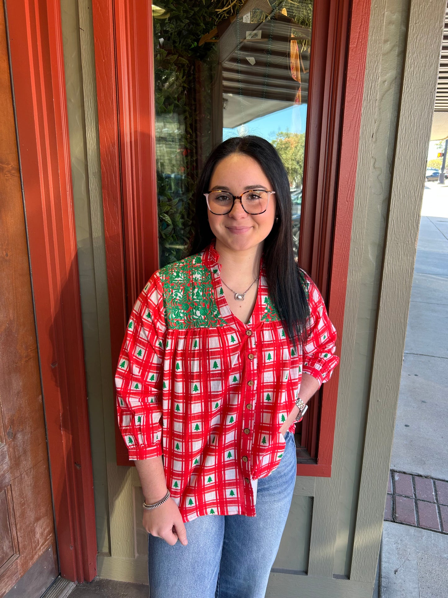 Jane Top - Red Plaid