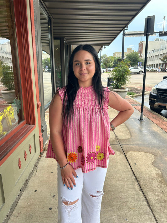 Candy Stripe Daisy Top