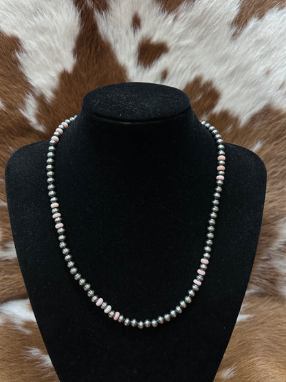 6mm Pink Conch Navajo Necklace