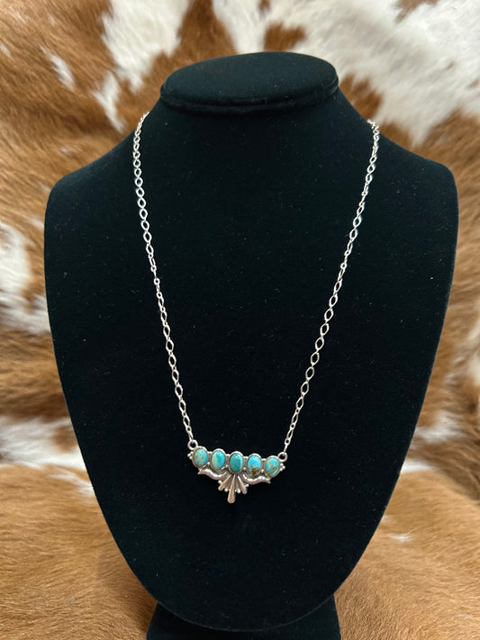 5 Stone Boot Stitch Neckalce