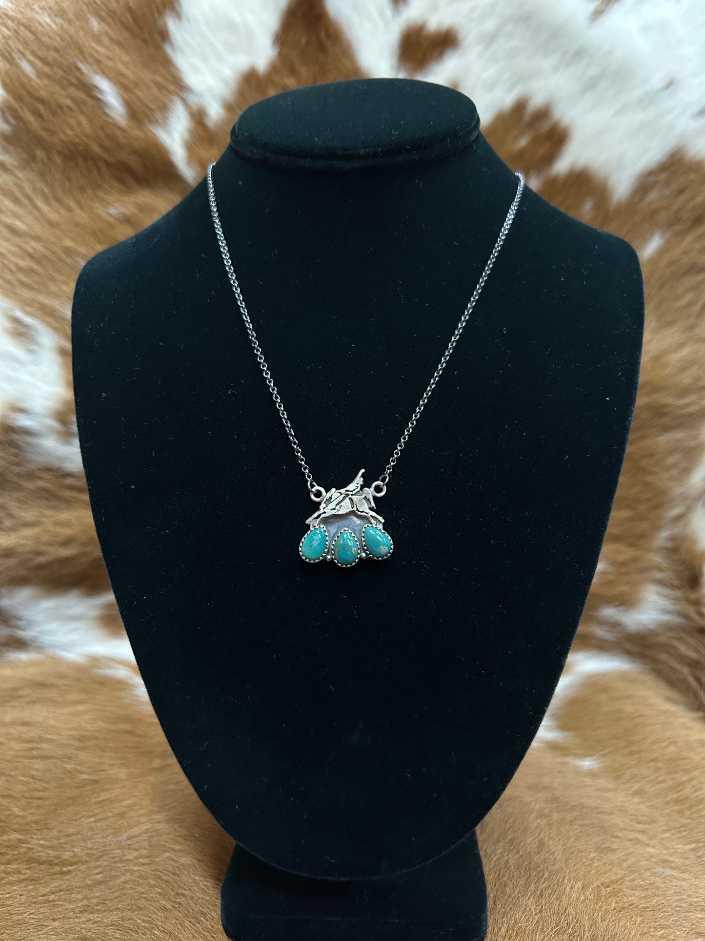 3 Stone Bucking Horse Necklace