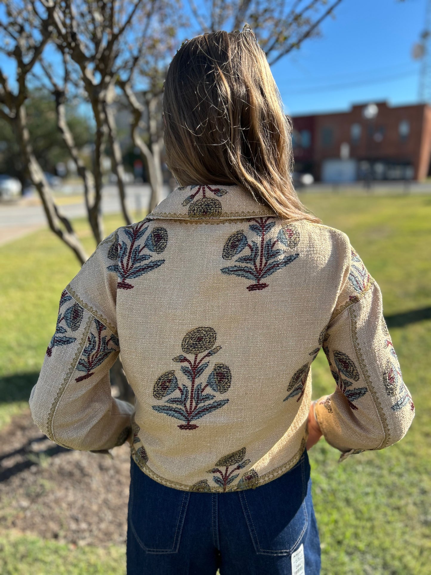 Lurex Block Print Jacket