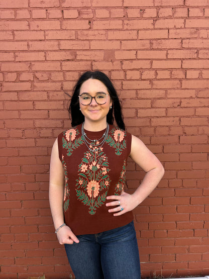 Vintage Knit Sweater - Brown