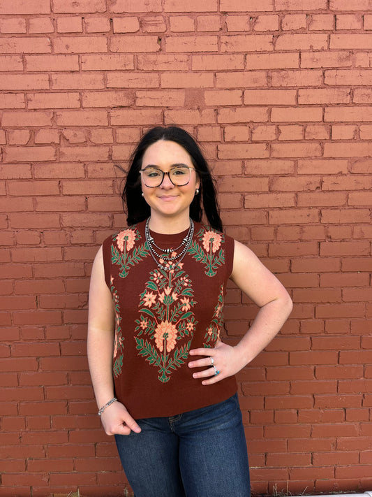 Vintage Knit Sweater - Brown