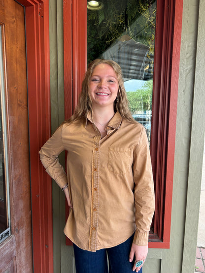 Camel Button Down
