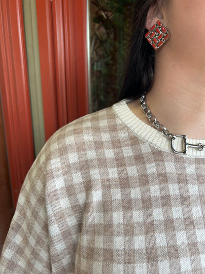 Gingham Knit Top