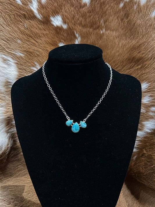 3 Stone Drop Kingman Necklace