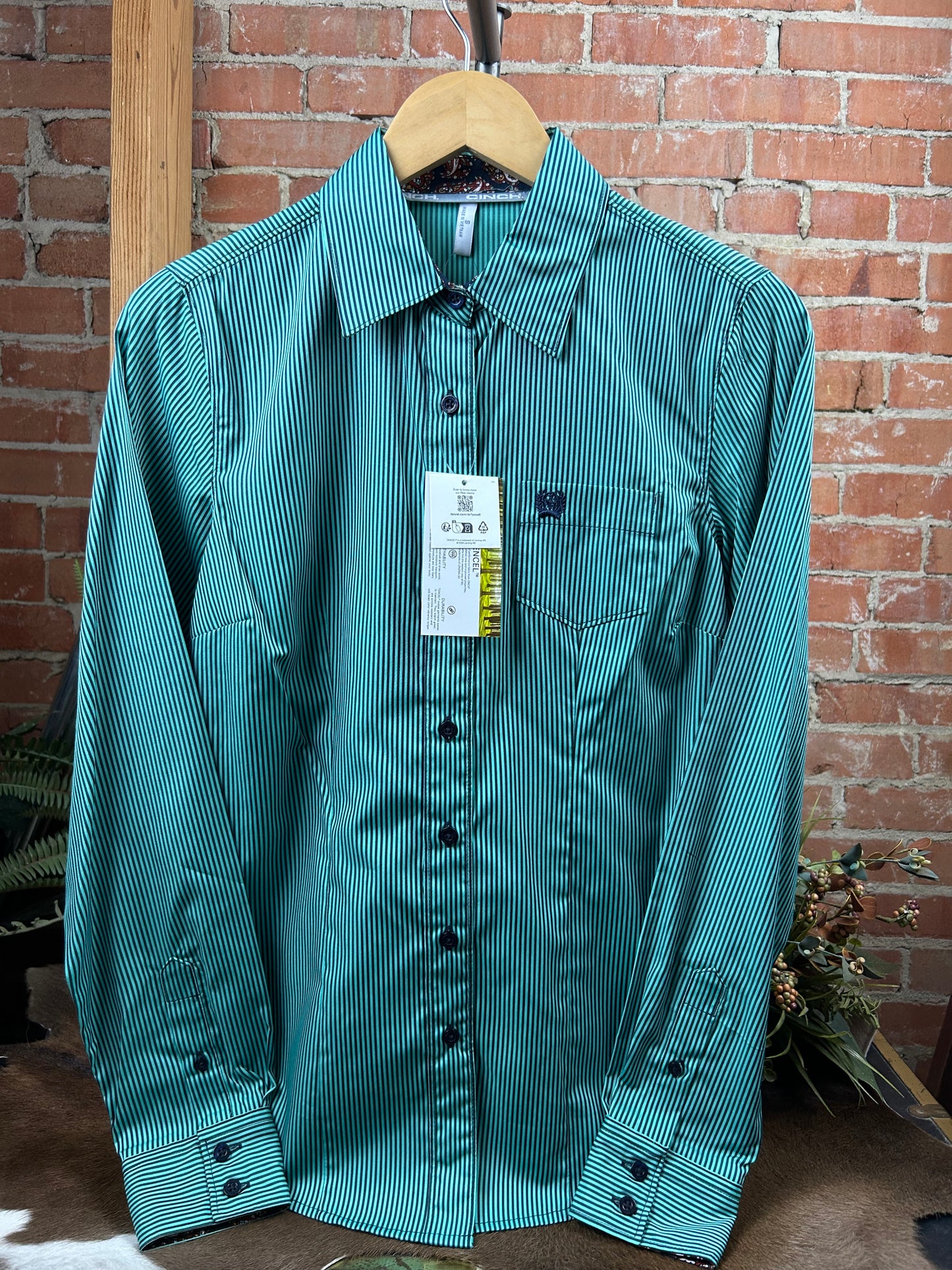 Turquoise Stripe Button Down