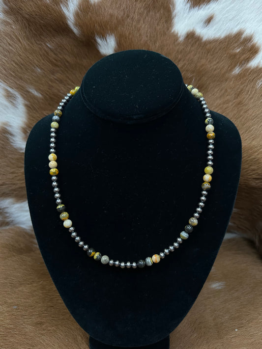 Navajos W/ Bumble Bee Jasper Necklace