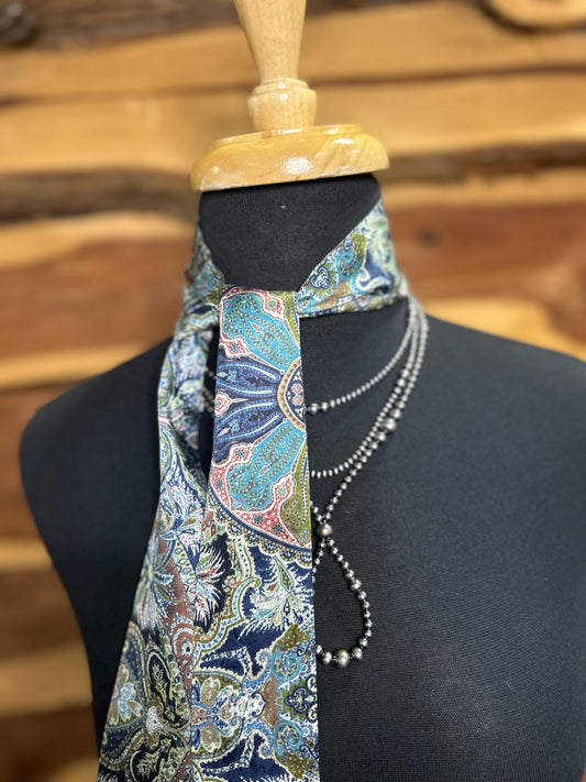 Sage Navy Paisley Twilly