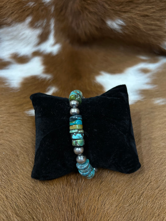 8mm Bavajos W/ Turq Rondell Bracelet