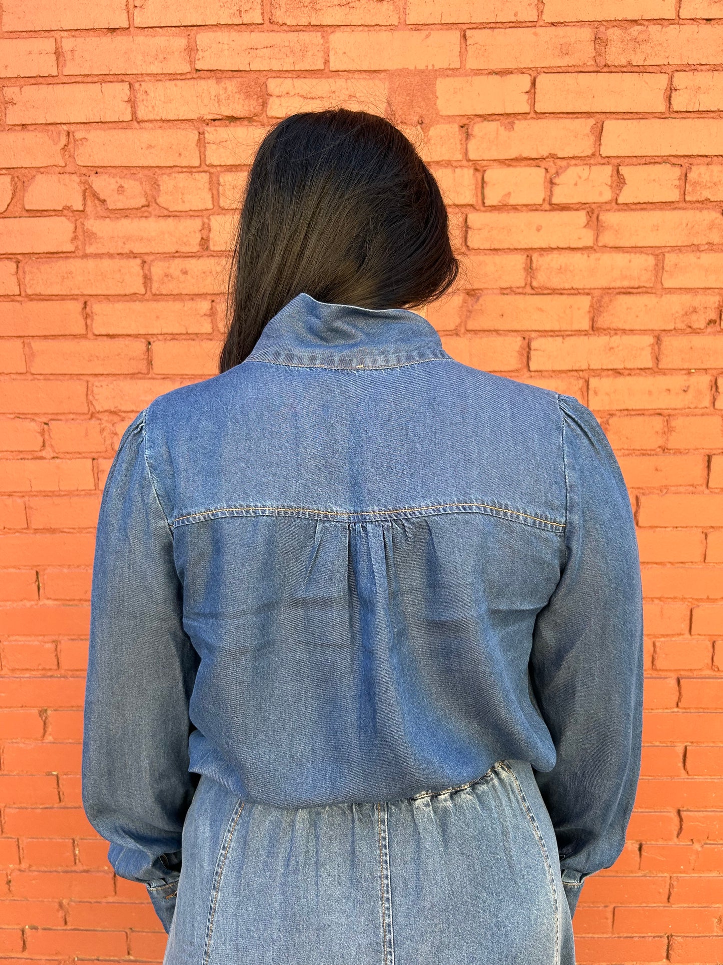 Denim Tie Top