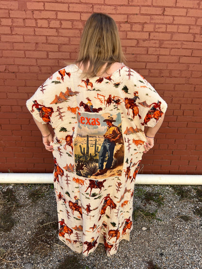 Texas Stamp Cowboy Hi-Lo Top