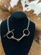 Gold Snaffle W/ Black Bar Necklace
