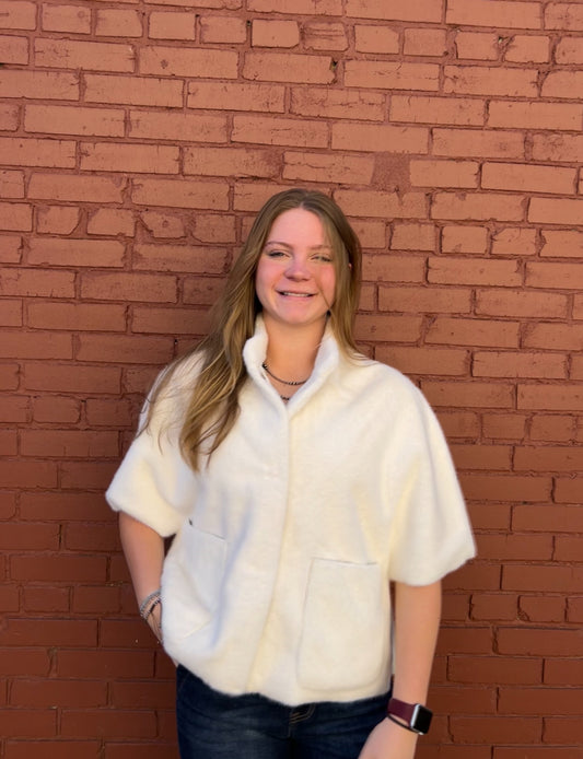 Faux Caplet Jacket - White