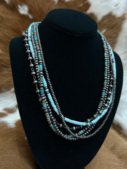 5 Strand Turq & Navajo Necklace