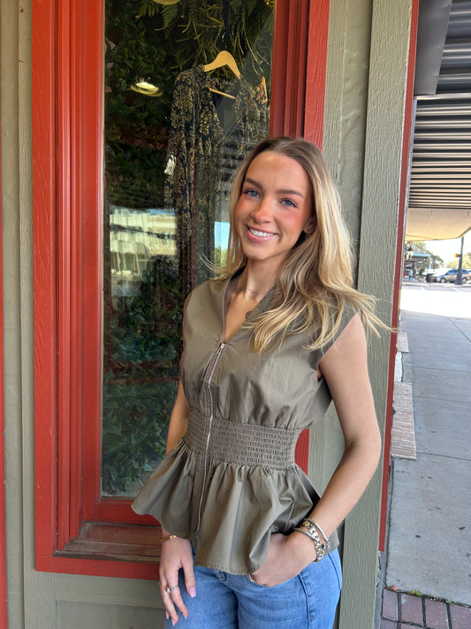 Morris Zip Top - Olive