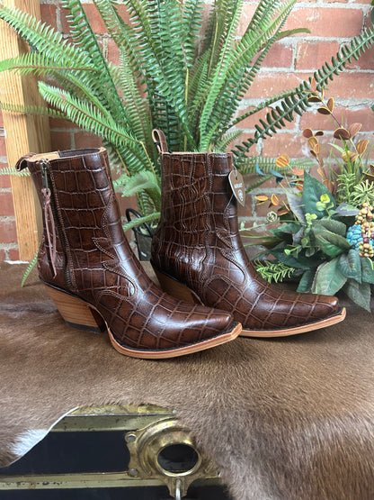 Jade Luxe Espresso Croc Bootie