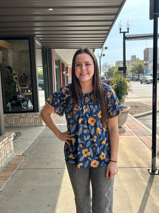 Smocked Sunflower Top