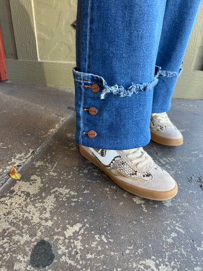 Captain Button Cuff Crop  Jean