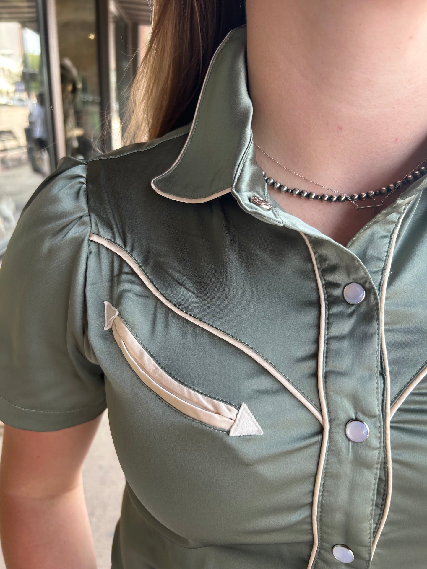 Satin Pecos Shirt - Sage