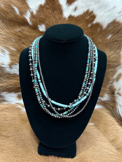 5 Strand Turq & Navajo Necklace
