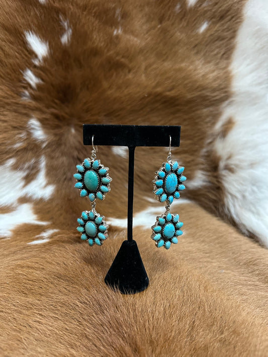 Double Cluster Drop Earring