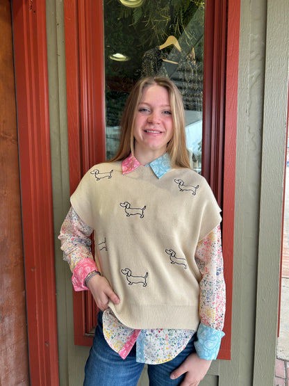 Doggie Sweater Top - Taupe