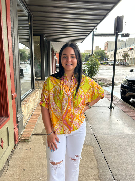 Popping Paisley Top