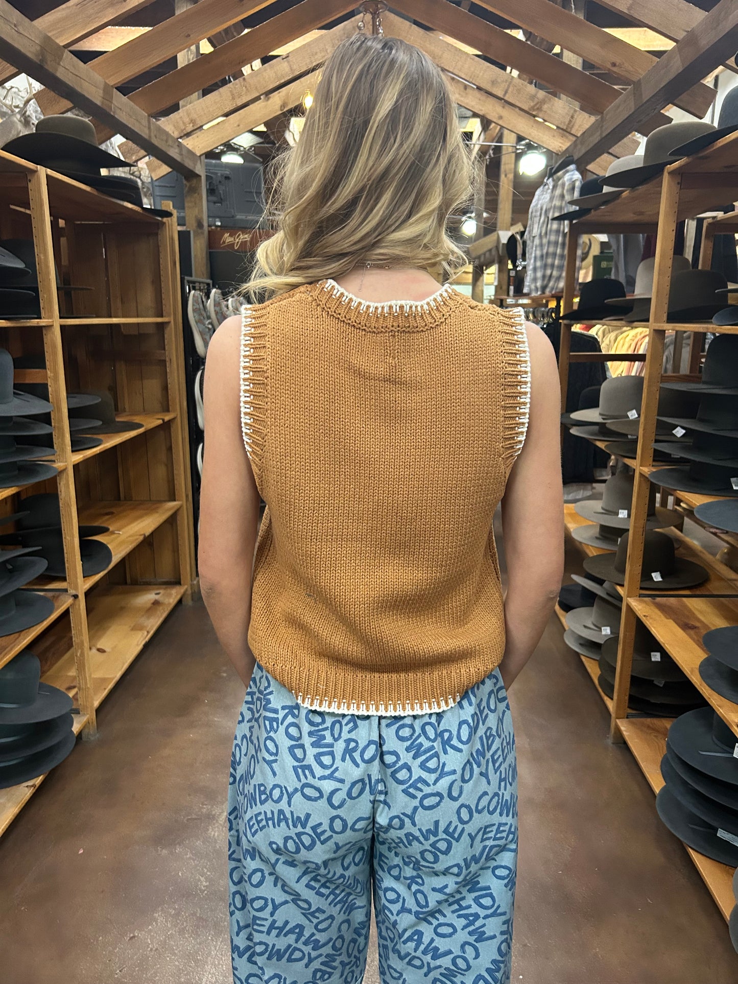 Tan Star Rider Sweater Vest