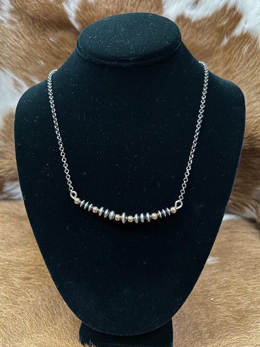 Gold & Navajo Bar Necklace
