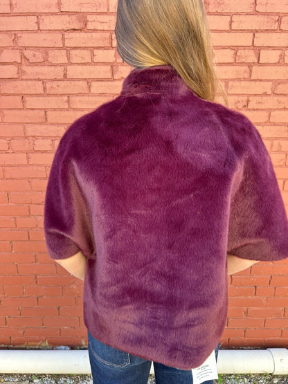 Faux Caplet Jacket - Wine