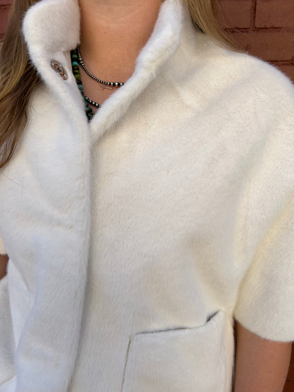 Faux Caplet Jacket - White