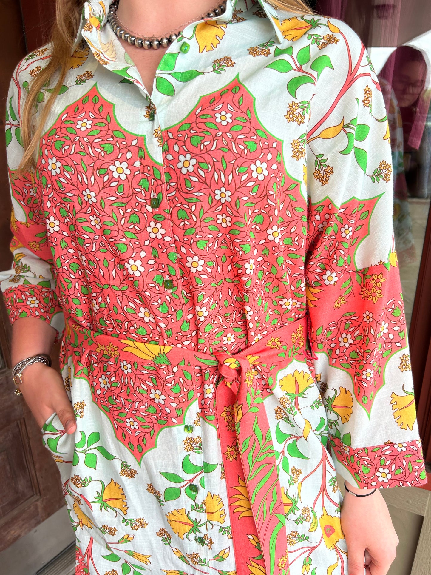 Bordered Shirt Dress