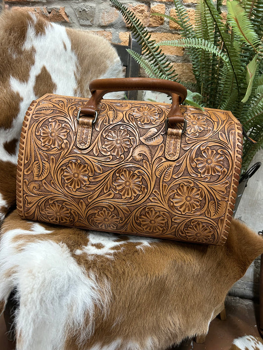 Tooled Barrel Purse - Large