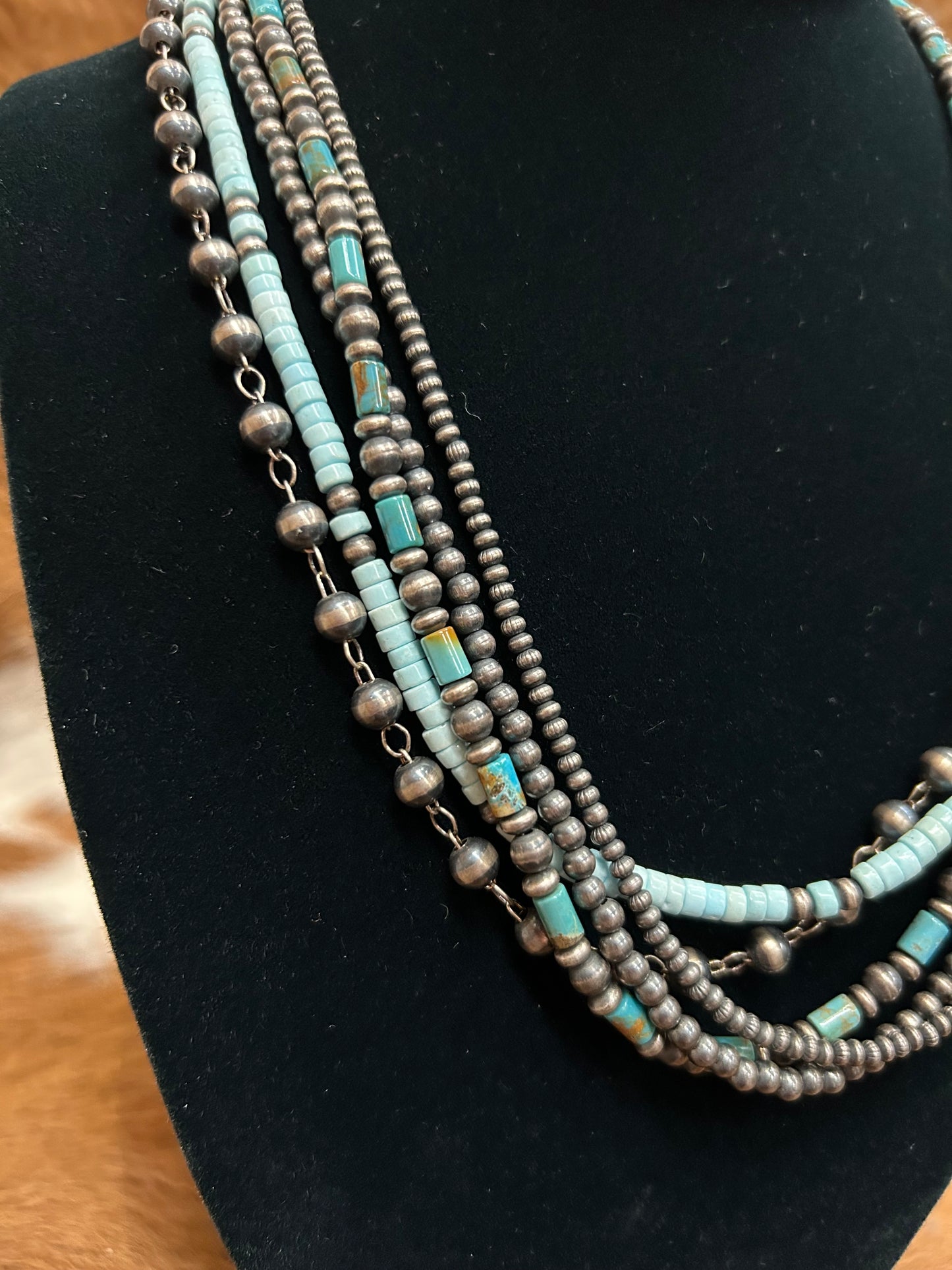 5 Strand Turq & Navajo Necklace