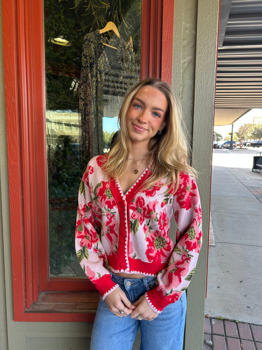 Floral Intarsia Cardigan