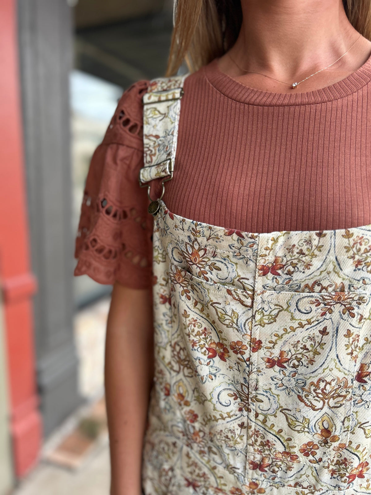 Lottie Eyelet Top - Brown