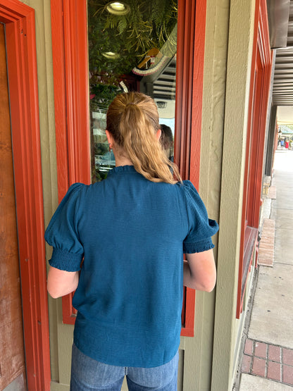 Ruffled Top - Teal