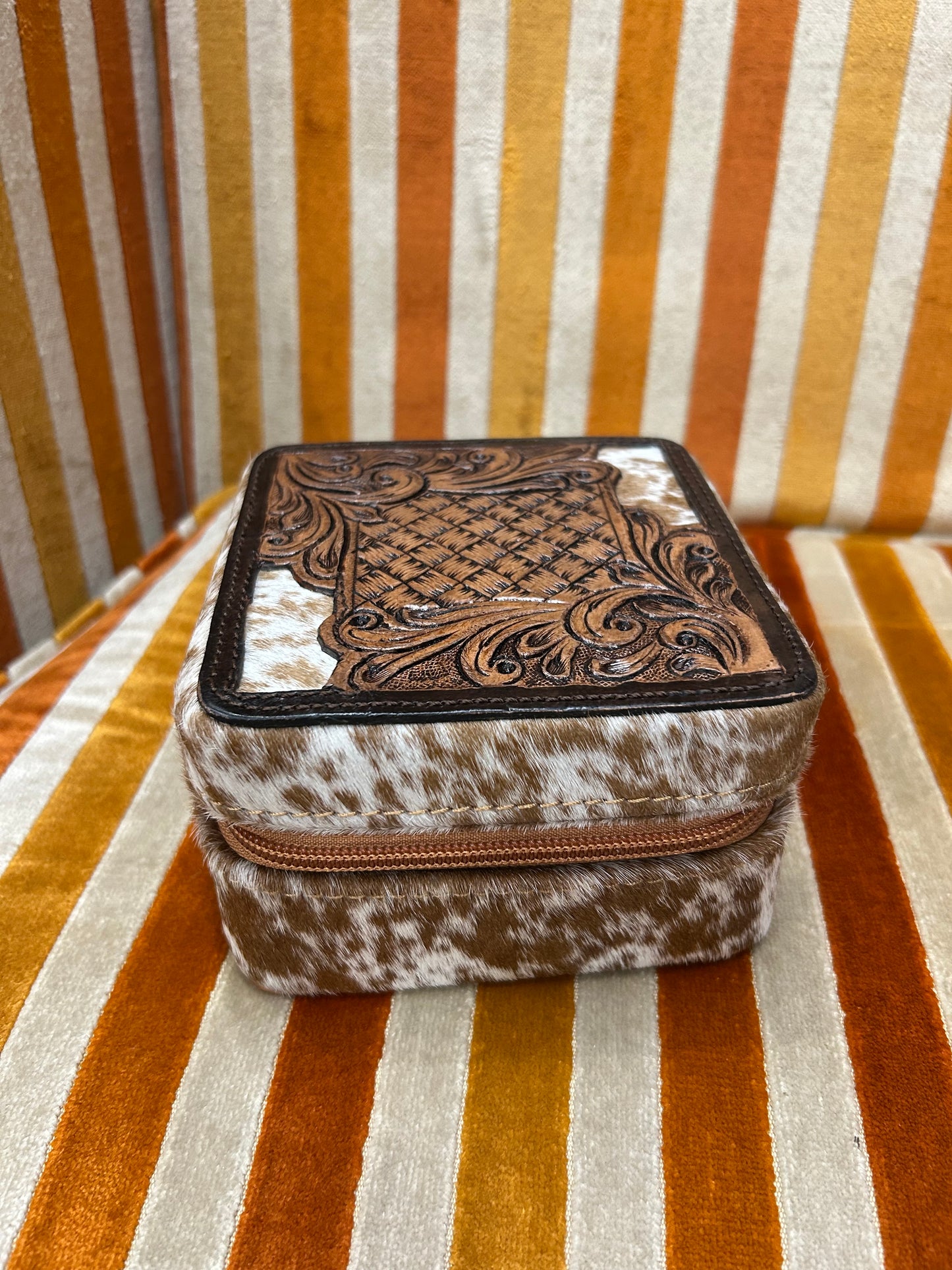 Square Cowhide Jewelry Box