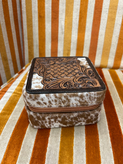 Square Cowhide Jewelry Box
