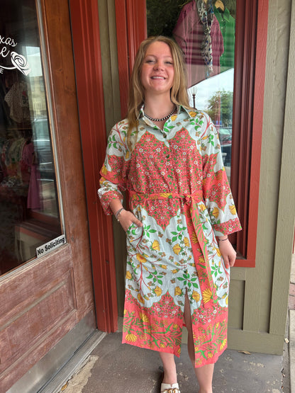 Bordered Shirt Dress