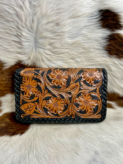 Two Tone Tooled Book Wallet