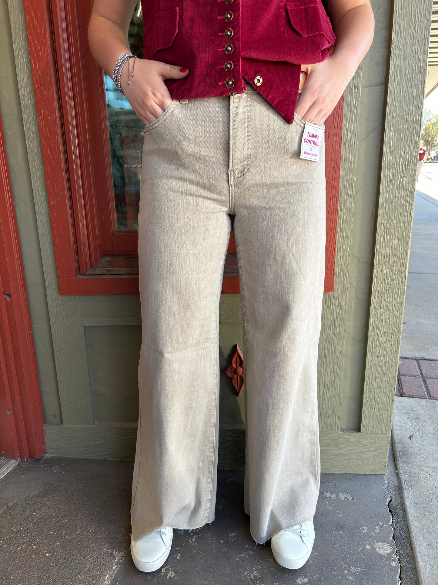 Tinsel Wide Leg Jean - Taupe