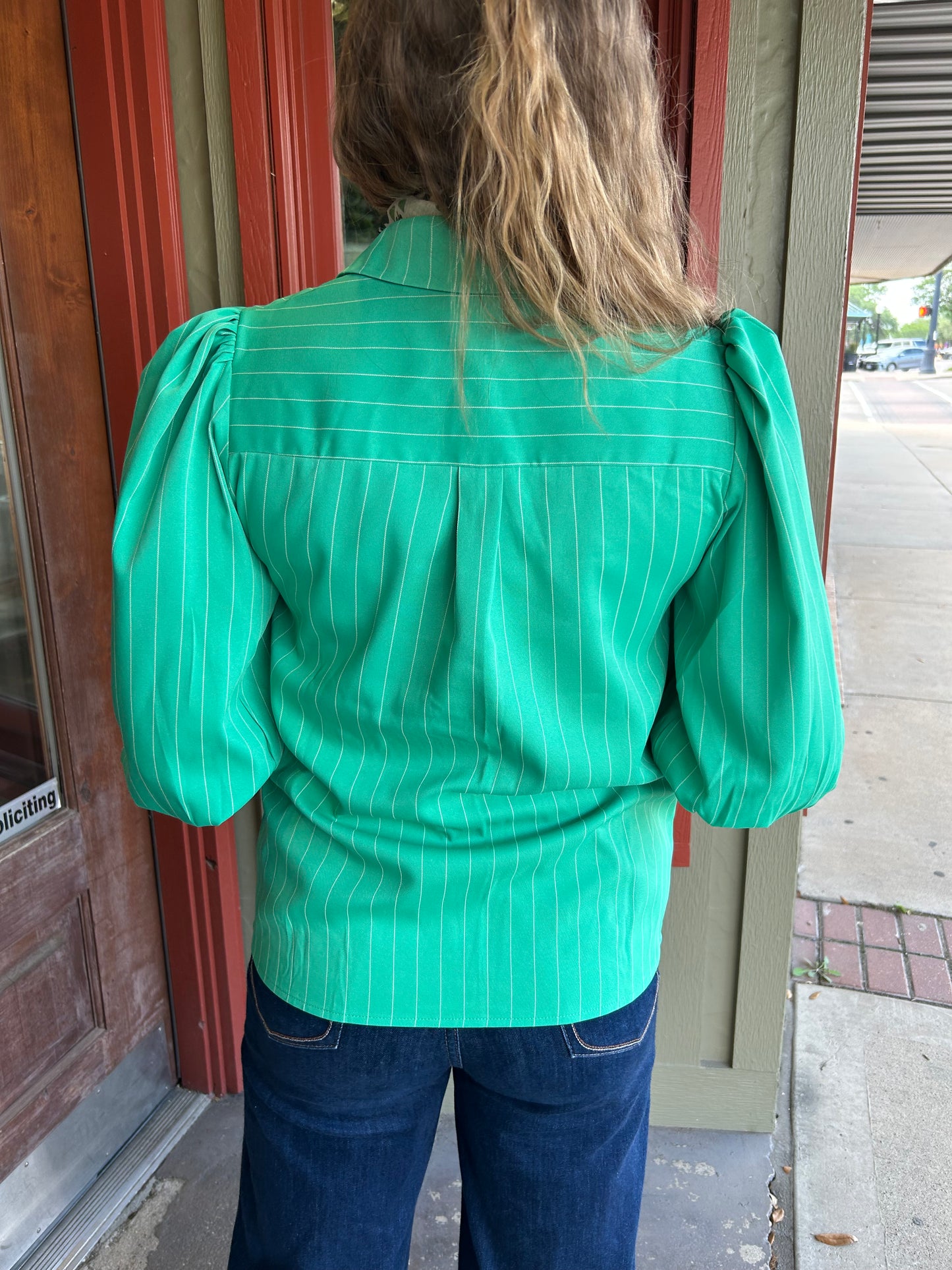 Morgan Shirt - Green Pinstripe