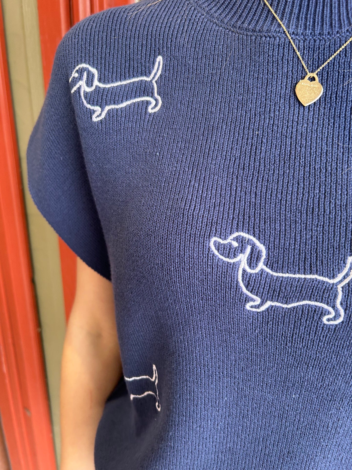 Doggie Sweater Top - Navy