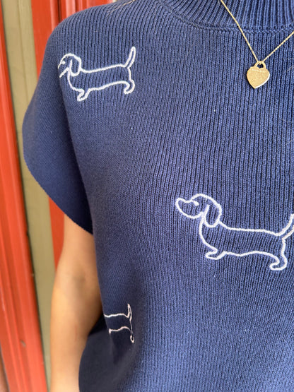 Doggie Sweater Top - Navy