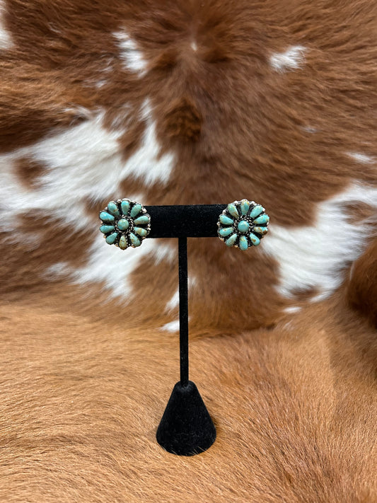 Flower Cluster Studs - Green