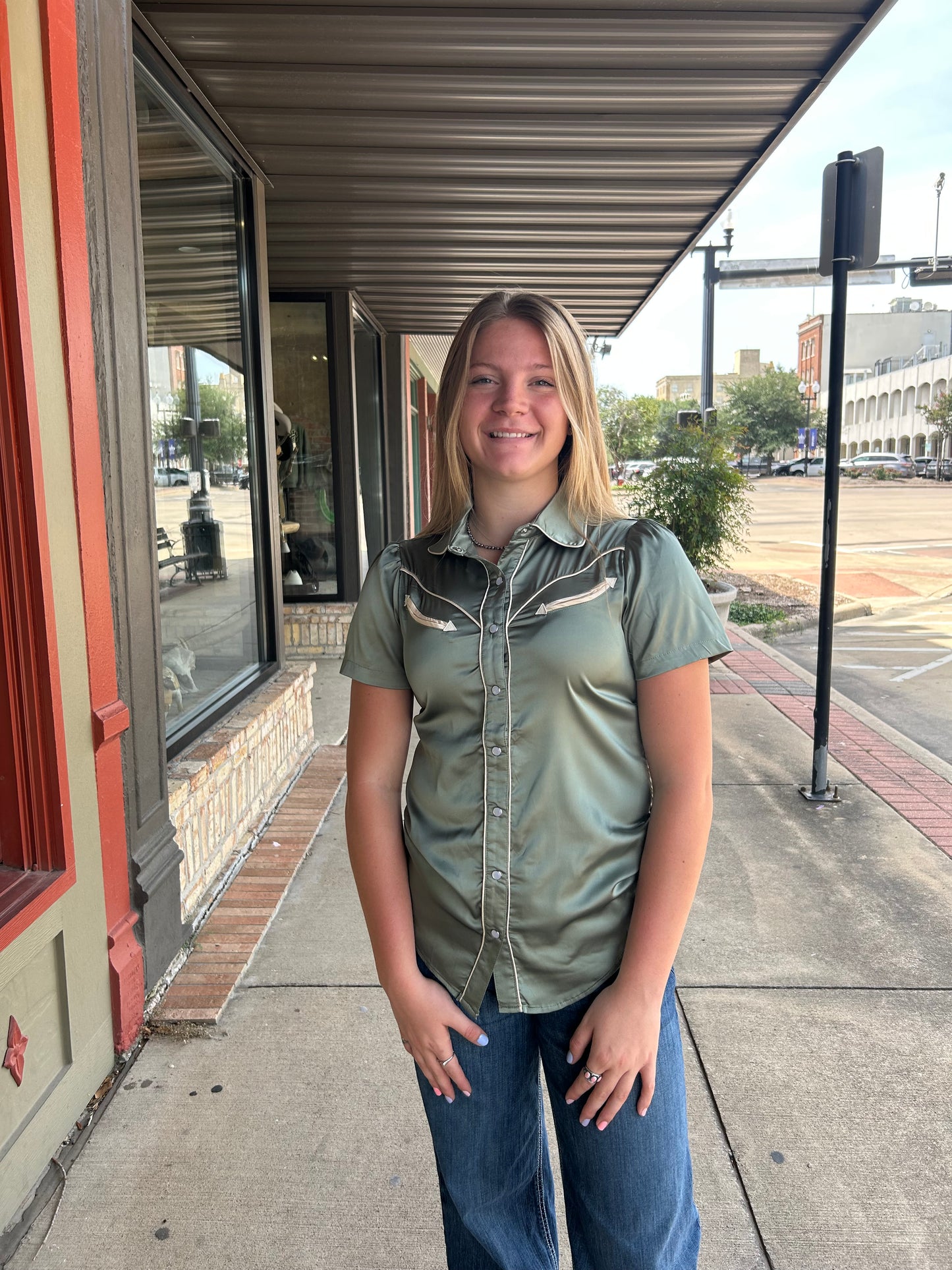Satin Pecos Shirt - Sage